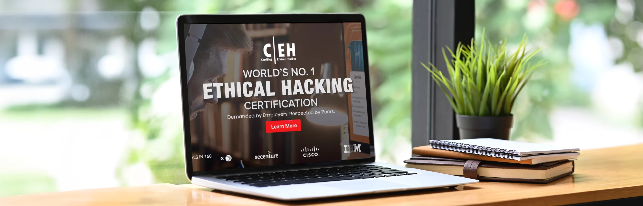 Ec Council’s Ceh Ethical Hacking Certification Ad On Laptop Screen