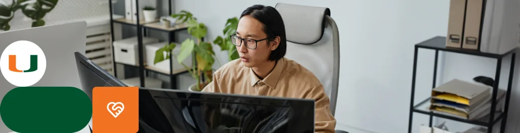 Person Working on a computer in an office setting.